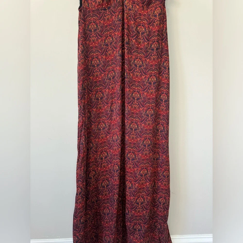 Abercrombie & Fitch boho print side cut outs faux wrap maxi dress medium